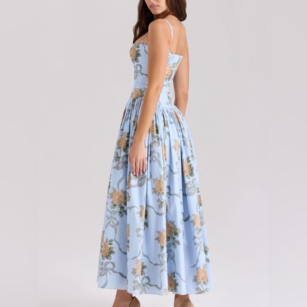 NWT Romantic Floral Midi Dress with Bustier Top & Ruffle Hem Size S-L summer - Picture 3 of 12